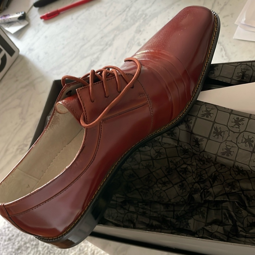Stacy Adams Men's Red-Brown Leather Derby Oxfords